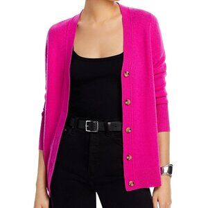 188$ C by Bloomingdale's Cashmere Button Grandfather Cardigan Womens Size XS Red